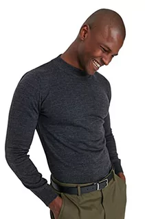 Bluzy męskie - Trendyol Męska bluza z wysokim dekoltem, gładka, wąska bluza, antracytowa, XL, Antracyt, XL - grafika 1