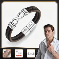 Inne - TEMU 1 szt. Vintage Bransoletka Męska z Symbolem Nieskończoności - Zamek Magnetyczny, Skóra Sztuczna, Minimalistyczny i Stylowy - Idealny na Dzień - miniaturka - grafika 1