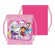 Worki na buty - KOCI DOMEK GABI WOREK NA ŚNIADANIE 26 x 22 cm RÓŻOWY - miniaturka - grafika 1