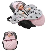 Śpiworki dla dzieci - Culbaby Śpiworek Myszka Do Wózka Fotelik Nosidło Minky Róż Bawełna Myszki - miniaturka - grafika 1