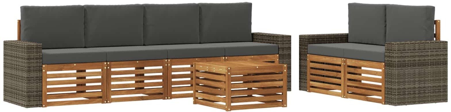 vidaXL Zestaw sof na zewnątrz z poduszką 7 pcs Naturalny i Antracytowy