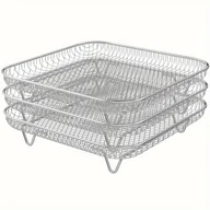 Akcesoria i części AGD - TEMU 3 szt. Stosowalne Kosze do Frytkownicy Powietrznej - Wytrzymała Stal Nierdzewna, Oszczędzająca Miejsce, Kompatybilne z Instant Vortex, , Grill, - miniaturka - grafika 1