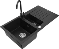 Zlewozmywaki z baterią - Mexen Matias zlewozmywak granitowy 1,5-komorowy z ociekaczem i baterią kuchenną Telma, czarny - 6502-77-670200-70 - miniaturka - grafika 1