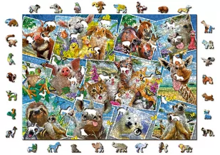 Drewniane Puzzle z figurkami - Pocztówki ze zwierzętami, 1010 elementów - Figurki dla dzieci - miniaturka - grafika 1