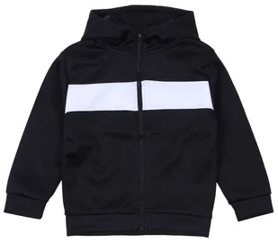 Czarna, chłopięca bluza z białym paskiem, bluza z kapturem 3-4 lat 104 cm - Bluzy dla chłopców - miniaturka - grafika 1