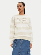 Bluzy damskie - Tommy Jeans Bluza Ess Logo DW0DW19041 Beżowy Relaxed Fit - miniaturka - grafika 1