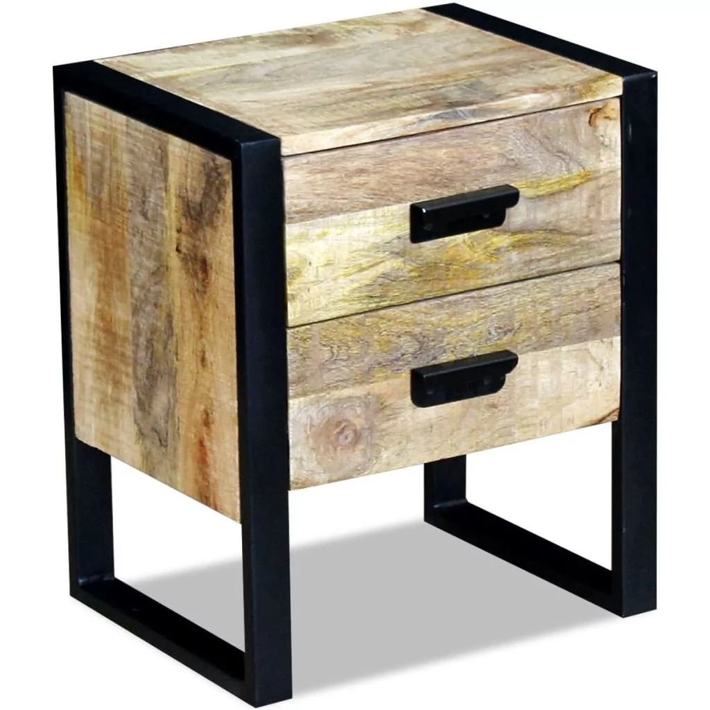 vidaXL Stolik boczny, szafka z 2 szufladami drewna mango 43x33x51 cm