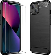 Etui i futerały do telefonów - zestaw ochronny 2w1 dla Apple iPhone 7 / 8 / SE 2 składa się z 2x szklanego ochraniacza ekranu 9H i 1x silikonowego etui - pokrowiec w kolorze czarnym - miniaturka - grafika 1