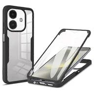 Etui i futerały do telefonów - Przezroczyste etui na telefon kompatybilne z Oppo A3x 5G / 4G / A3 5G / 4G / A40 4G / A40M 4G Akryl + TPU Pokrowiec z ekranem PET Fil Czarny - miniaturka - grafika 1