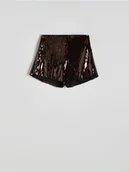 Spodenki damskie - Reserved - Szorty z cekinami - burgundowy - miniaturka - grafika 1