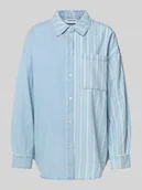 Bluzki damskie - Bluzka jeansowa o kroju oversized z brustaszą model 'KATRI' - miniaturka - grafika 1