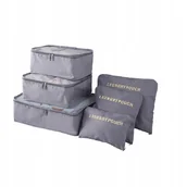 Akcesoria podróżnicze - Zestaw Organizerów Podróżnych Torby Do Walizek Szafy - 6 Sztuk Popielate - miniaturka - grafika 1