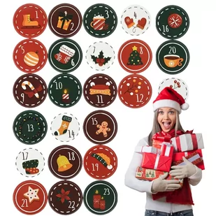 Naklejki Na Kalendarz Adwentowy Do Kalendarza Adwentowego Świąteczne 24 szt. - Ozdoby bożonarodzeniowe - miniaturka - grafika 1