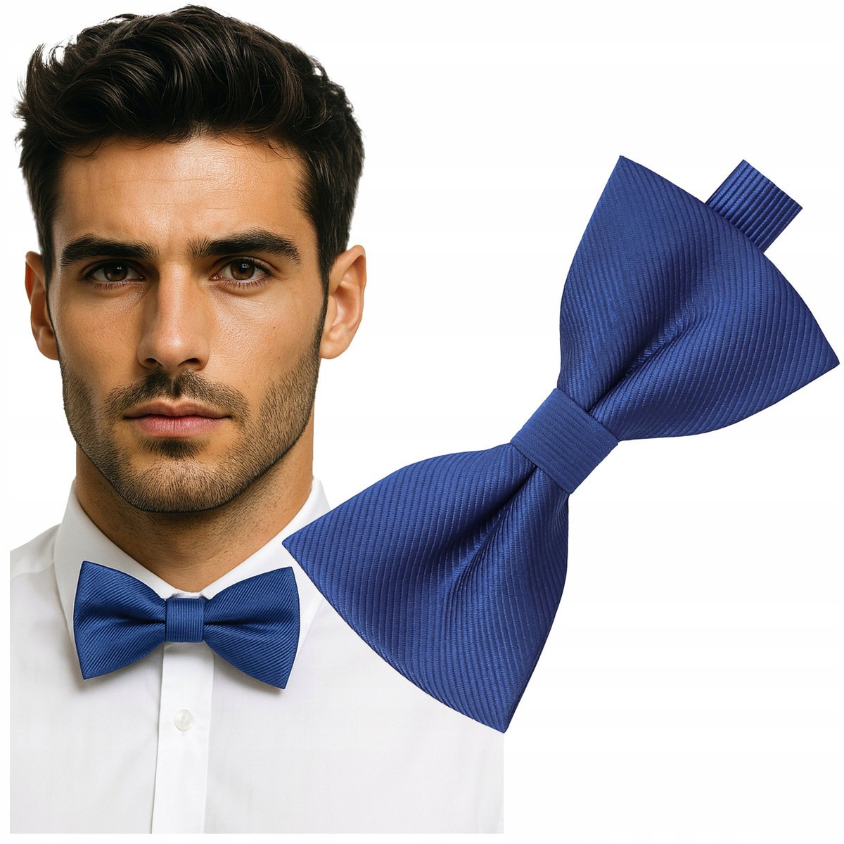 Mucha męska prążkowana - atramentowa