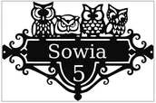 Tablice i flipcharty - Dekoracyjna tabliczka z numerem domu- Sowy - miniaturka - grafika 1