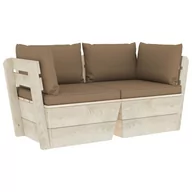 Sofy ogrodowe - vidaXL Ogrodowa sofa 2-osobowa z palet, z poduszkami, drewno świerkowe - miniaturka - grafika 1