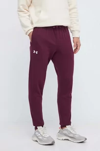 Under Armour spodnie dresowe kolor bordowy gładkie - Spodnie męskie - miniaturka - grafika 1