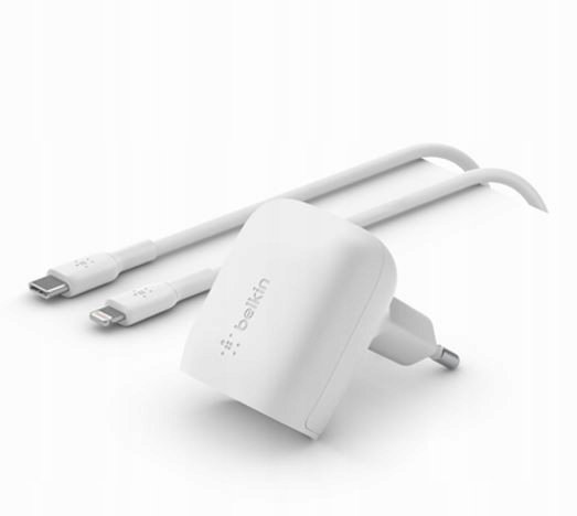 Belkin Ładowarka sieciowa Boost USB-C PD 3.1 PPS MFi 20W + kabel Lightning 1m, biała