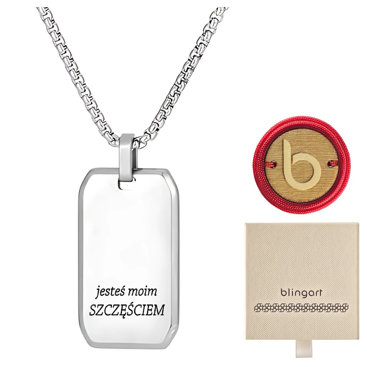 Naszyjnik męski z grawerem srebrny nieśmiertelnik