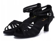 Pozostały sprzęt i akcesoria do ćwiczeń - Buty Taneczne Burtan Havana Do Tańca Towarzyskiego Salsa Czarne 5 Cm - miniaturka - grafika 1