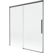 Parawany nawannowe - Mexen Rox parawan nawannowy 2-skrzydłowy rozsuwany 150 x 150 cm, transparent, gun gray szczotkowany - 8C9-150-001-66-00 - miniaturka - grafika 1