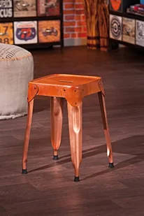 Inter Link 85300216 taboret, metal, skóra, kolor miedziany, 35 x 35 x 45 cm - Wyposażenie pokoiku dziecięcego - miniaturka - grafika 1