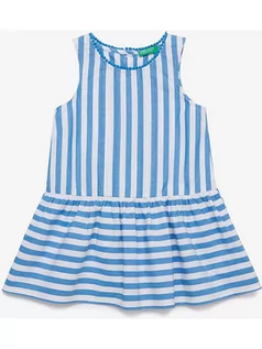 Sukienki - Benetton Sukienka w kolorze niebiesko-białym - grafika 1