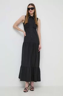 Sukienki - Patrizia Pepe sukienka bawełniana kolor czarny maxi rozkloszowana 2A2794 A9B9 - grafika 1