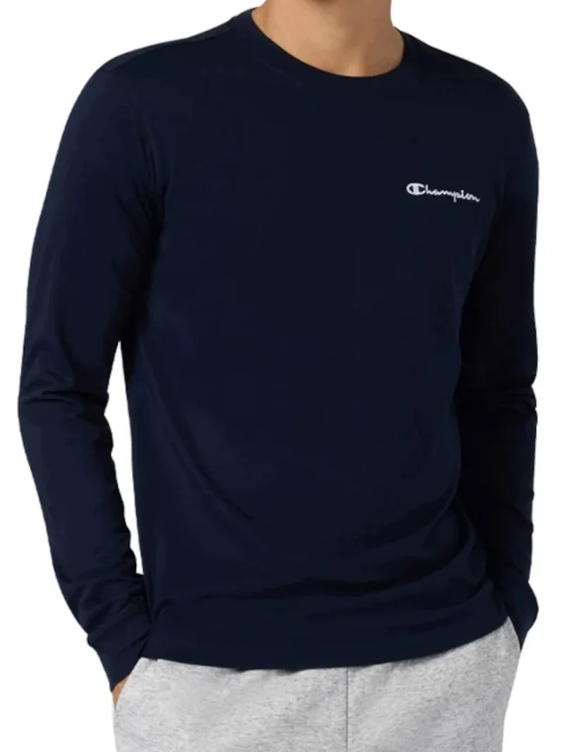 BLUZKA męska CHAMPION 221799-KK001 bawełniana granat cienka longsleeve XL