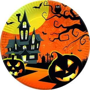 Talerzyki na Halloween Nawiedzony Dom - 23 cm - 10 szt. - Halloween - miniaturka - grafika 1