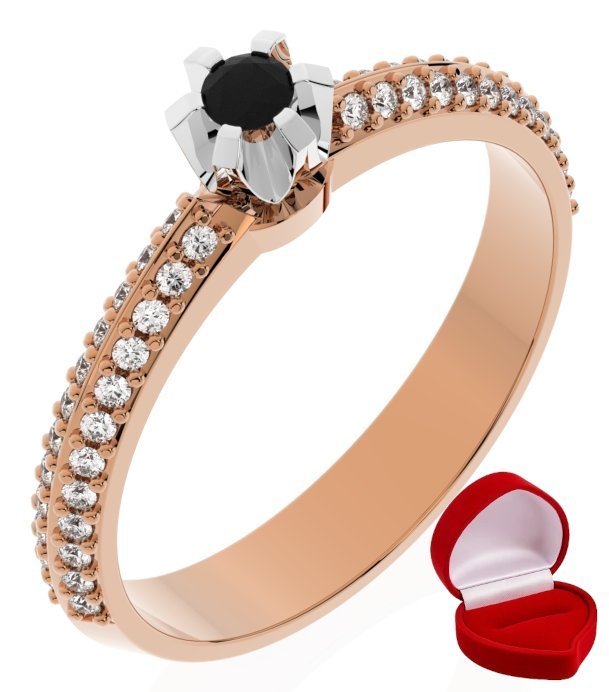 ZŁOTY PIERŚCIONEK ZARĘCZYNOWY 585 14k BRYLANT CZ. 0,06 ct RÓŻOWE ZŁOTO R15
