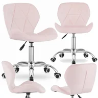 Fotele i krzesła biurowe - Krzesło obrotowe RIVELLO VELVET LIGHT PINK - miniaturka - grafika 1