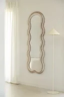 Lustra - Lustro w falistej ramie aksamit kremowo-beżowy 160x60 cm - miniaturka - grafika 1