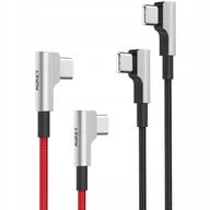 Kable USB - Zestaw nylonowych kabli USB-C TYP C 1m kątowy AUKEY CB-CMD37 DWUPAK OPLOT - miniaturka - grafika 1