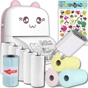 Drukarki kart i etykiet - Maxlife drukarka termiczna Bluetooth MXTP-100 różowa - miniaturka - grafika 1