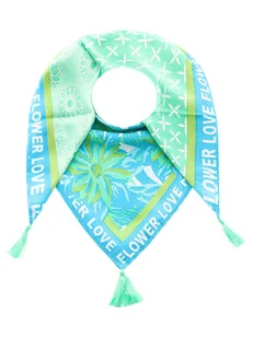 Zwillingsherz Chusta "Flower Love" w kolorze niebiesko-zielonym - 130 x 130 cm - Apaszki i szaliki damskie - miniaturka - grafika 1