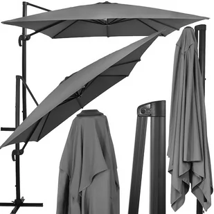 Parasol ogrodowy na balkon i taras 440 cm na wysięgniku, z pokrowcem grafitowy - Parasole ogrodowe - miniaturka - grafika 1