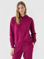 Bluzy sportowe damskie - Damska bluza dresowa nierozpinana z kapturem 4F 4FWMM00TSWSF1764 - różowa - miniaturka - grafika 1