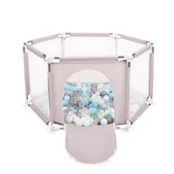 Maty edukacyjne - Selonis Sześciokąt składany KS-100X z piłeczkami 6cm szary: perła-szary-transparent-babyblue-mięta 63x64/200piłek - miniaturka - grafika 1