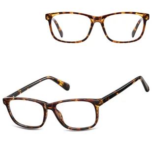 Okulary zerówki oprawki korekcyjne medium prostokątne AM70B jasna panterka - Okulary korekcyjne, oprawki, szkła - miniaturka - grafika 1