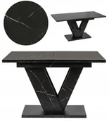 Stoły - Stół Rozkładany 120/160 Nowoczesny Do Salonu Jadalni Marmur Czarny Clark - miniaturka - grafika 1