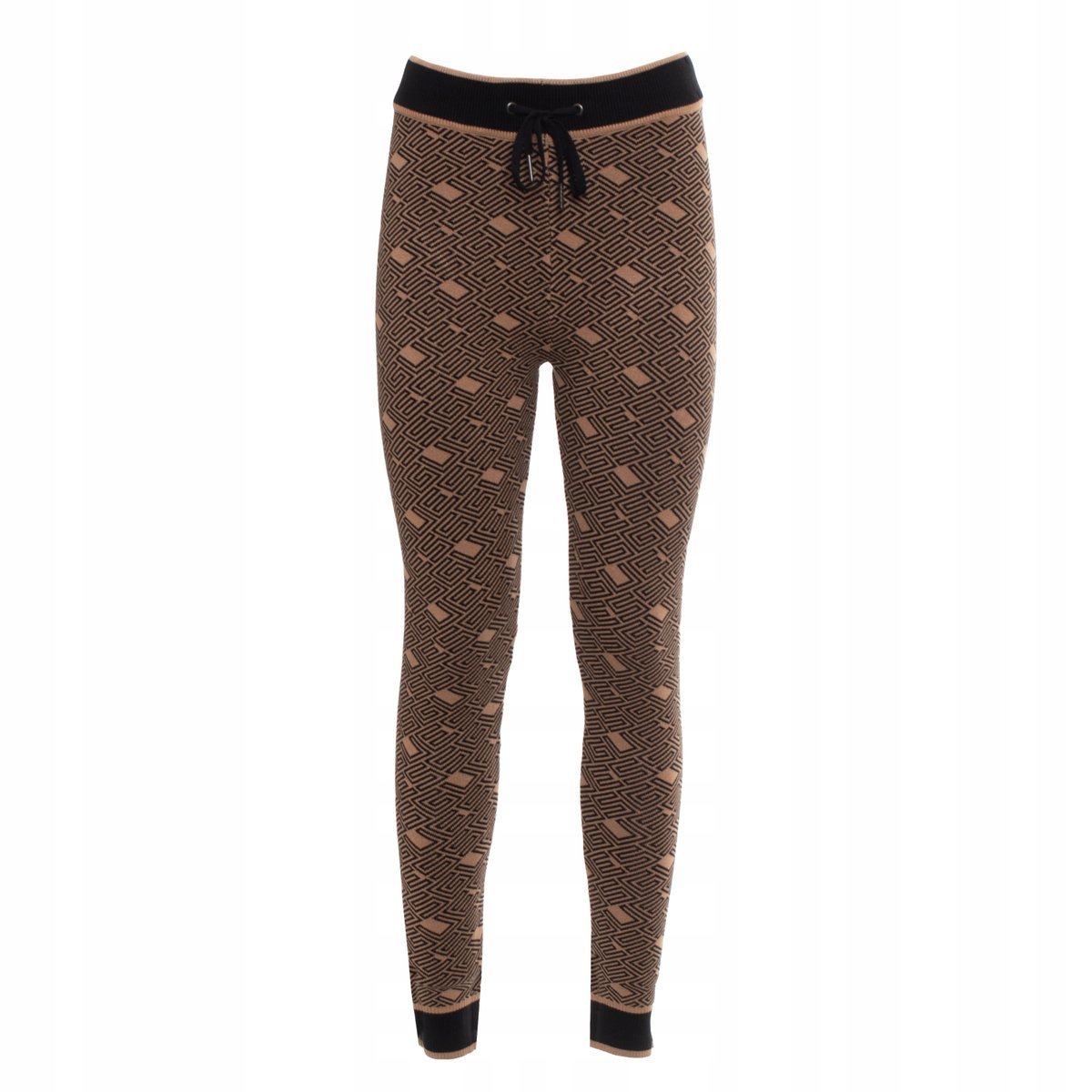 GUESS LEGGINSY Z WZOREM GEOMETRYCZNYM I CZARNYMI LAMPASAMI XS GGA