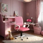 Fotele i pufy dla dzieci - Fotel Młodzieżowy Obrotowy NATE Różowy Nowoczesny - miniaturka - grafika 1