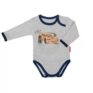Body dla niemowląt - Body niemowlęce dla chłopca długi rękaw bawełniane szare z samochodem 86 - miniaturka - grafika 1