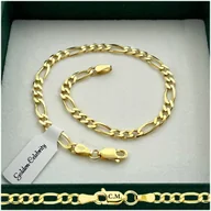 Bransolety męskie - ZŁOTA MĘSKA BRANSOLETKA NA RĘKĘ POZŁACANA FIGARO 21cm/3,5mm + GRAWER - miniaturka - grafika 1