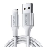 Kable USB - Kabel Lightning do USB UGREEN 2.4A US199, 1.5m (srebrny) - miniaturka - grafika 1