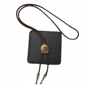 Krawaty i muchy męskie - BOLO KRAWAT Kowbojski TEXAS rzemyk TARCZA KWIAT złoto TYGRYSIE OKO KAMIEŃ - miniaturka - grafika 1