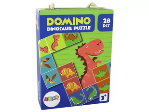 Gra Logiczna Puzzle Dwustronne Domino Dinozaury 10cm x 5cm 28 El. - Zabawki interaktywne dla dzieci - miniaturka - grafika 3