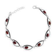 Bransoletki - Srebrna bransoletka z czerwonym kamieniem 19 cm pr. 925 - miniaturka - grafika 1