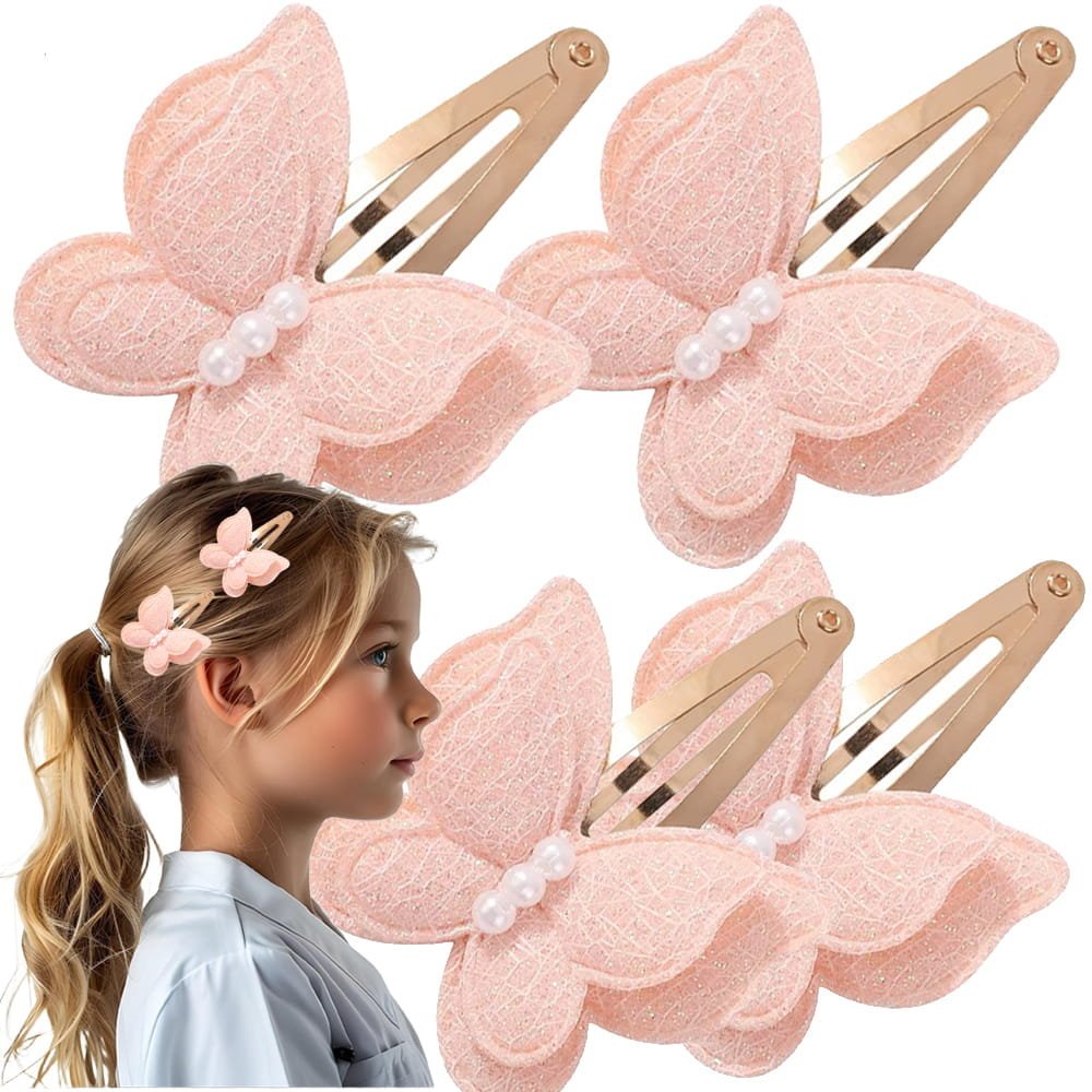 Spinki spineczki do włosów dla dziewczynki ozdoby motylki 4 szt.